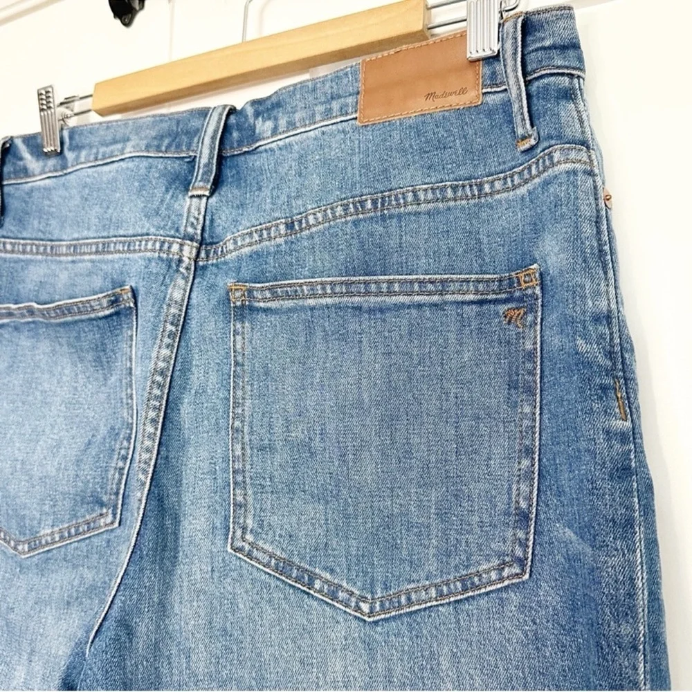 Madewell Two-Tone Blue Wide Leg Flare Cropped Gusset Jeans Size 31 - Picture 6 of 14